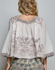 Washed Square Neck Boho Top-