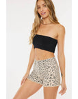 High Rise Denim Cheetah Short-