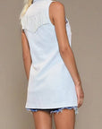 Suede Long Fringe Vest with Satin Lining- Fawn