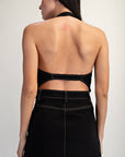 Denim Halter Dress- Black