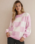 Checkered Sweater- Pink