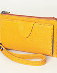 Leather Wallet with Wrist Strap: Mustard: ADBG811A