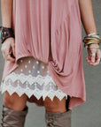 Lace Hem Slip Dress- White