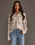 Cream, Tan & Gray Plaid Button Up