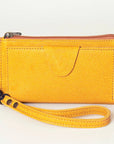 Leather Wallet with Wrist Strap: Mustard: ADBG811A