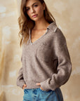 Collared Relaxed Sweater- Latte