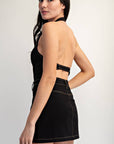 Denim Halter Dress- Black