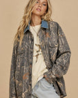 Denim Collar Camo Shacket-