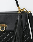 Crosshatch Leather Handbag - Black - NMBGM198D