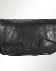 Leather Quilted Flap Crossbody Bag- SWC151BLK