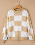 Checkered Sweater- Khaki