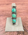 3 Stone Genuine Turquoise Ring-