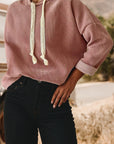 Cropped Waffle Knit Hoodie -