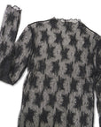Sheer Lace Applique Top- Black