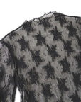 Sheer Lace Applique Top- Black