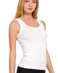 Ribbed 2-Way Smoothing Tank Top- White