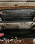 Stockyard Black Checkered Cowhide Womens Wallet Wristlet