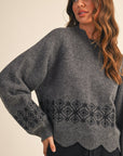 Scalloped Sweater- Charcoal-