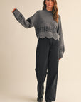 Scalloped Sweater- Charcoal-