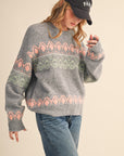 Aztec Pattern Sweater - Grey