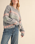 Aztec Pattern Sweater - Grey