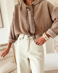 Cropped Waffle Knit Hoodie -