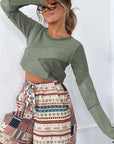 Waffle Lace Knit Shirt- Green-