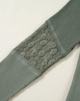 Waffle Lace Knit Shirt- Green-