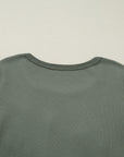 Waffle Lace Knit Shirt- Green-