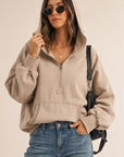 Washed Fleece Hoodie- Taupe