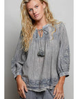 Tassle Boho Blouse- Charcoal-