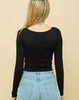 Square Neckline Long Sleeve - Black