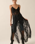 Sheer Maxi Layering Dress- Black
