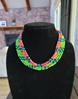 Turquoise and Glass Bead Necklace- Native Made
