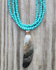 Turquoise Carved Shell Pendant Necklace- Native Made