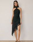 Halter Lace Neck Dress- Black