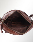 Canteen Style Leather Crossbody Bag: Brown: SWC152BRN