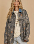 Denim Collar Camo Shacket-