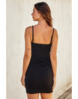 Ribbed Fitted Spaghetti Strap Dress-