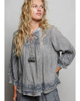 Tassle Boho Blouse- Charcoal-