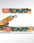 Floral Hand Tooled Leather Strap - ADSTF106
