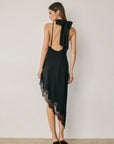Halter Lace Neck Dress- Black