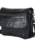 Premium Leather Crossbody Bag with Stud Detail: SWC170BLK