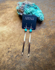 Porcupine Quill & Turquoise Earrings, with Silver Earwires