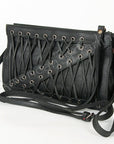 Leather Corset Style Clutch Bag: Black: ADBG684D