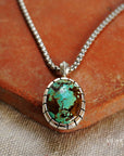 *Limited Edition* Number 8 Turquoise Silver Pendant Necklace: 27" stainless steel