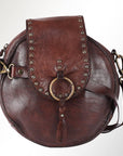 Canteen Style Leather Crossbody Bag: Brown: SWC152BRN