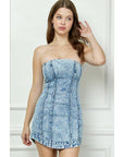 Vintage Wash Denim Tube Dress-