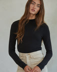 Knit Mock Neck Long Sleeve- Black