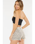 High Rise Denim Cheetah Short-